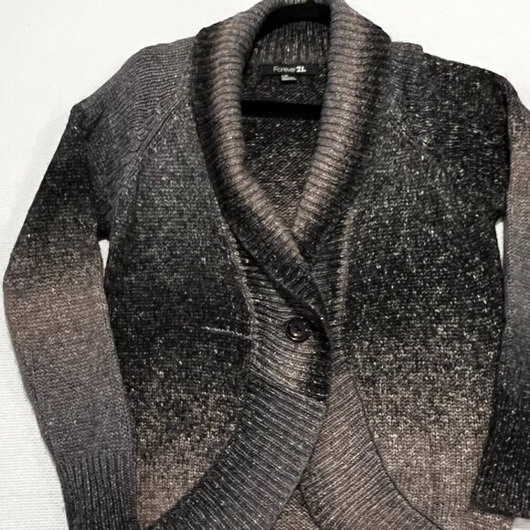 Womens Wool Blend Large Ombré One Button Knit Cardigan Sweater Shawl Collar - Picture 1 of 11